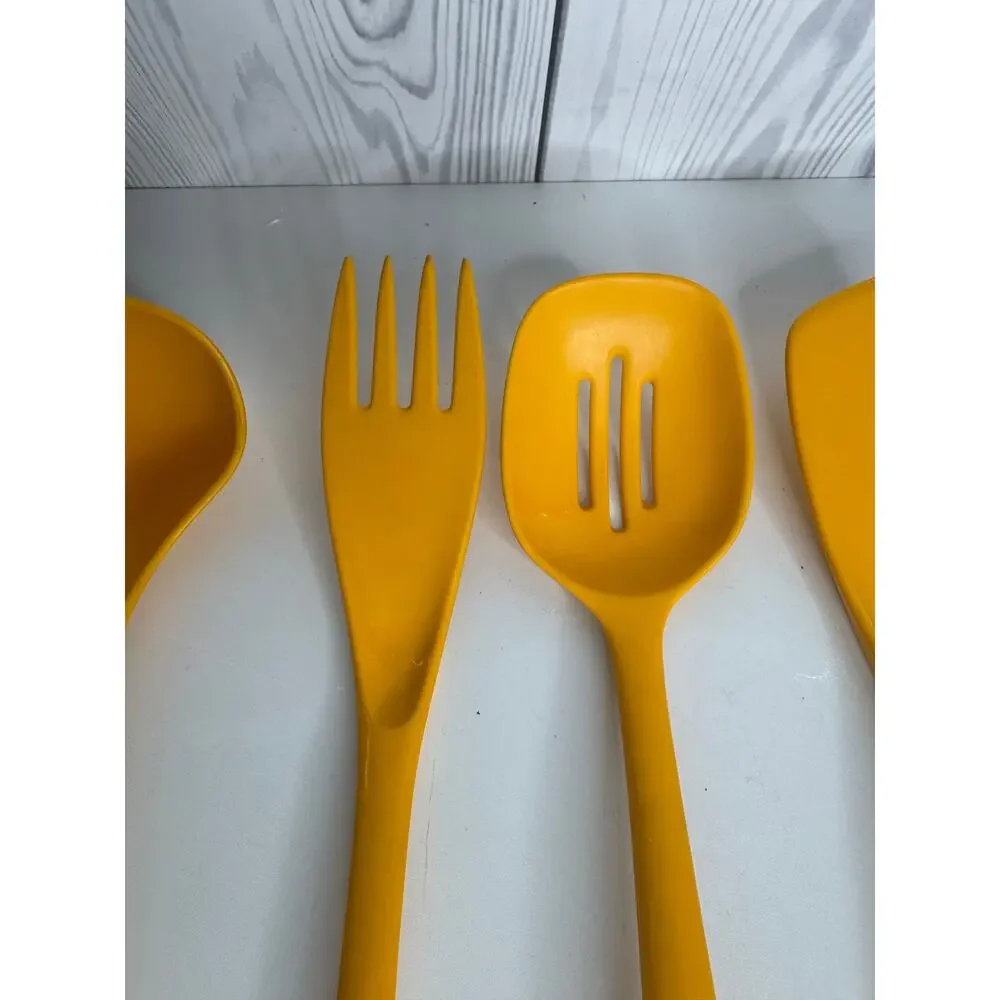 Hutzler Melamine Utensil Set Yellow Goldenrod MCM Retro Set of 4